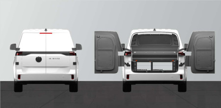 Kaksoislattia K:342 mm, 3 laatikkoa, Volkswagen ID Buzz Cargo Standard comfort-seinä