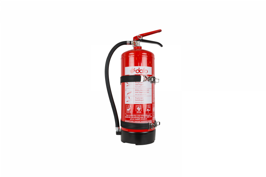 Brandsläckare 6kg pulver ABC godkänd med fordonsfäste.