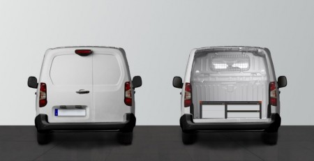 Dubbelgolv H:342mm 4-lådor till Berlingo, Combo, Doblo Partner & Proace City L2 med standardvägg