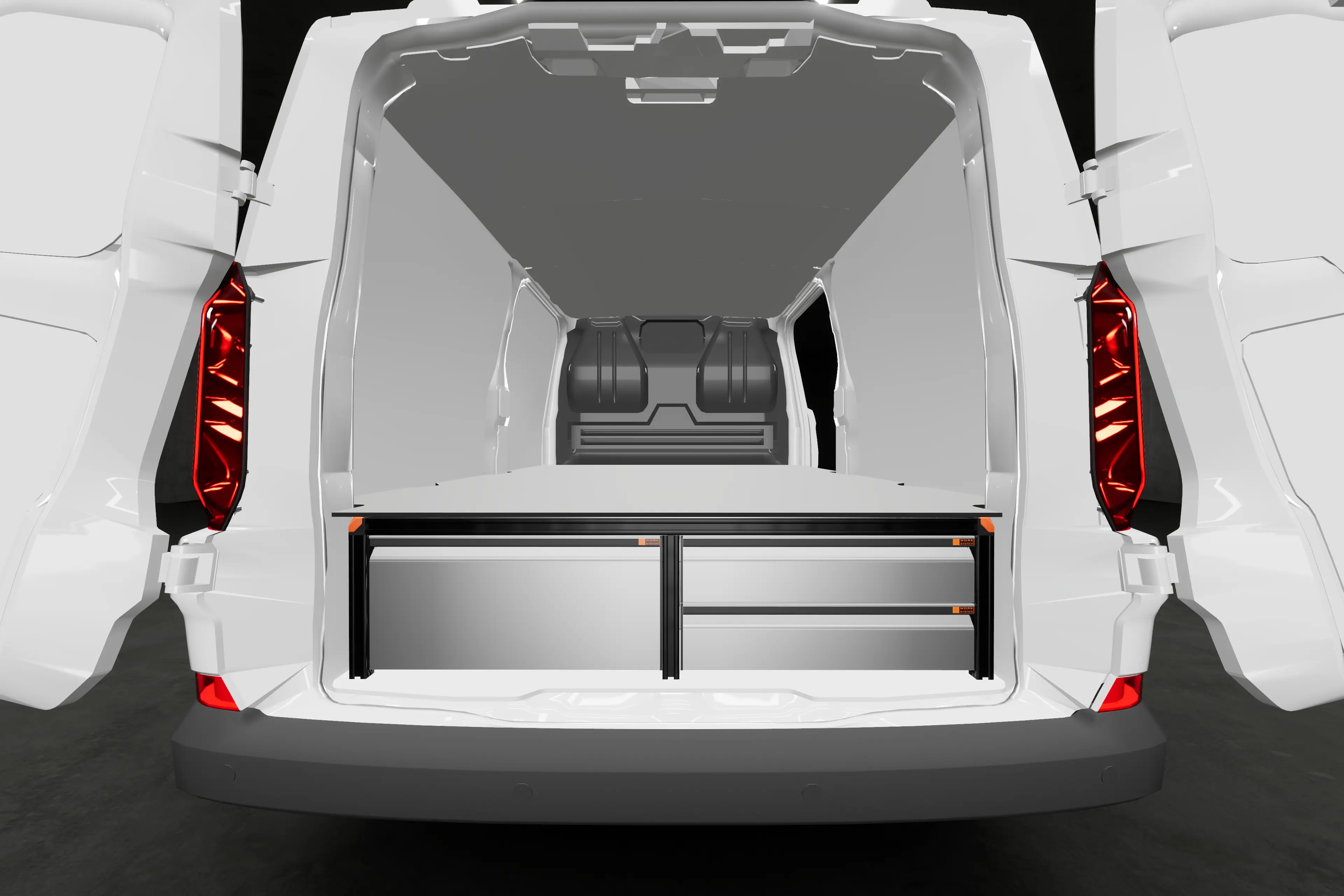 Korkea kaksoislattia lisälaatikolla Volkswagen Transporter